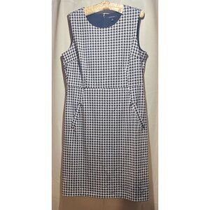 Lands End Womens Houndstooth Sleeveless Sheath Dress Size 12 Black & White Polye